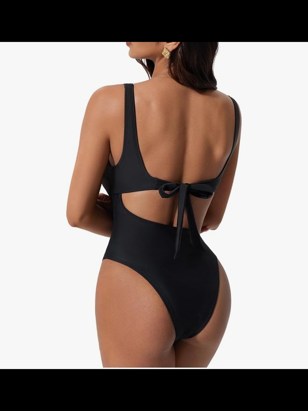 NWT Black Cutout One-Piece Monokini Swimsuit with Ring Detail SIZE S Great Fit! - Picture 2 of 10